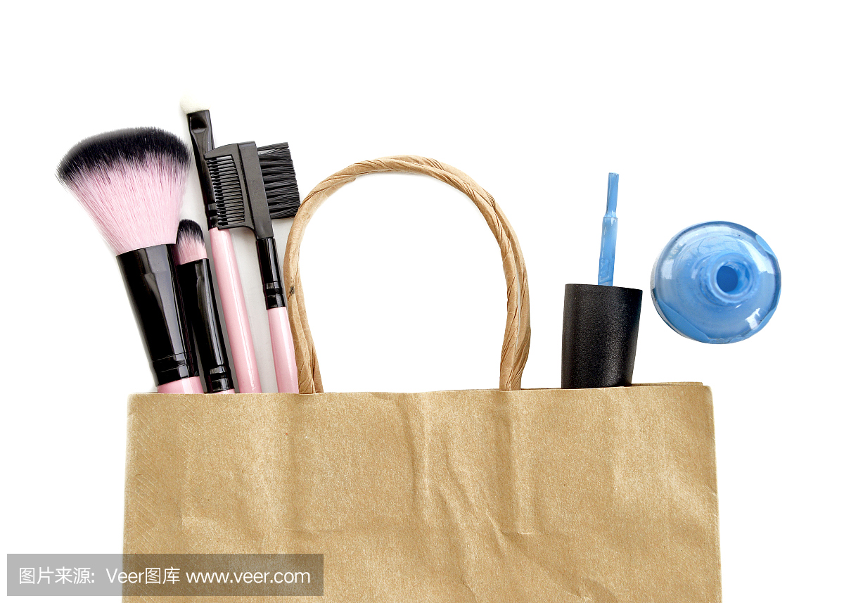 购物化妆品配件袋隔离白色。